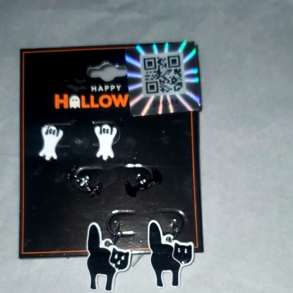 Halloween Ghost and Cat Earrings Set - Picture 1 of 6